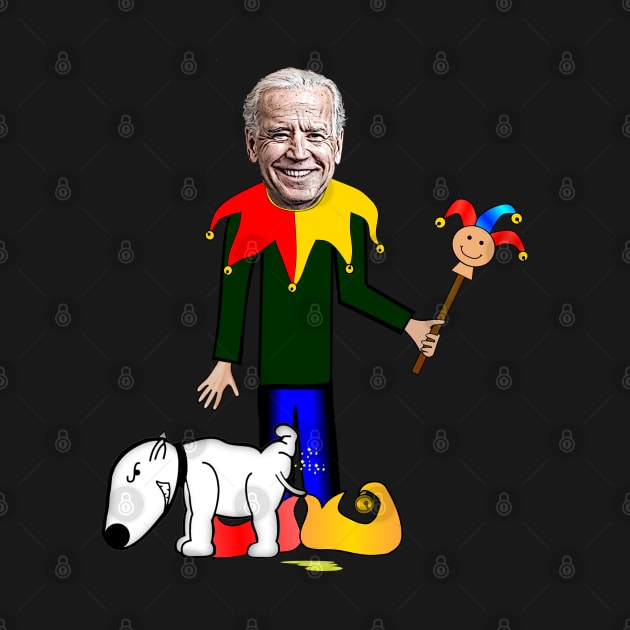 Dog Pees On Joe Biden Jester by Roly Poly Roundabout