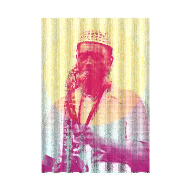 Pharoah Sanders offset graphic by HAPPY TRIP PRESS