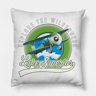 lake Superior, explore the wilderness logo Pillow