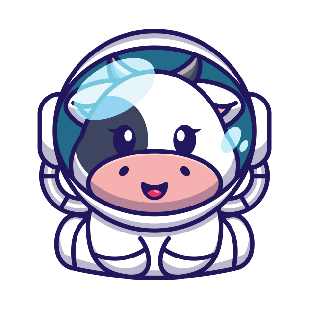 Cute baby cow wearing an astronaut suit, cartoon character by Wawadzgnstuff