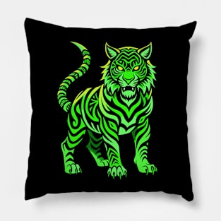 Neon Green Tiger Pillow