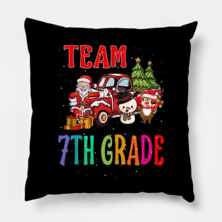 Team 7Th Grade Santa And Reindeer Christmas Pillow