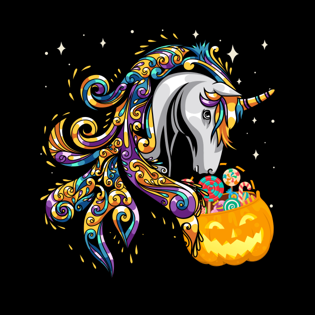 Cute Candy Corn Unicorn Halloween Top by PaulAksenov