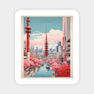 Tokyo River Japan Vintage Poster Tourism Magnet