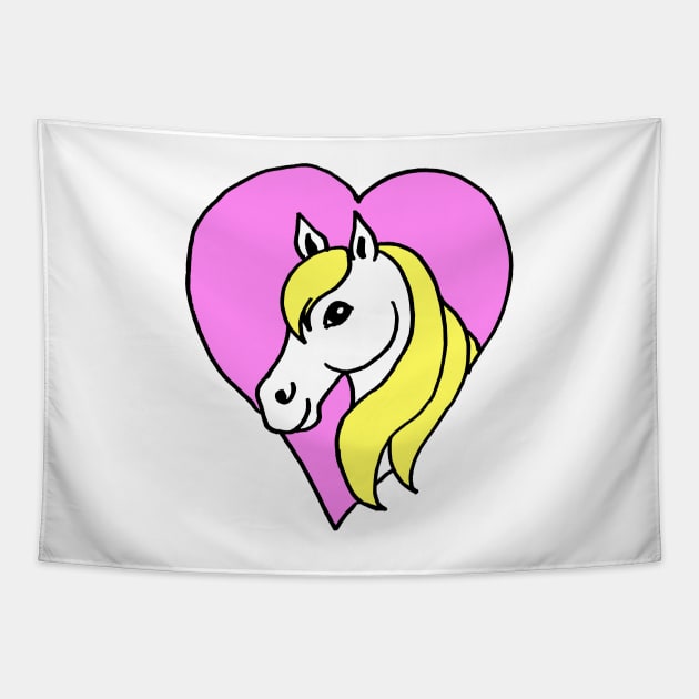 Cartoon Pony in Pink Heart Tapestry by Michelle Le Grand