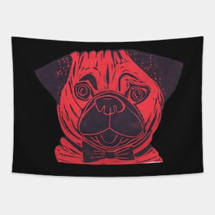 Pug, so posh, red Tapestry