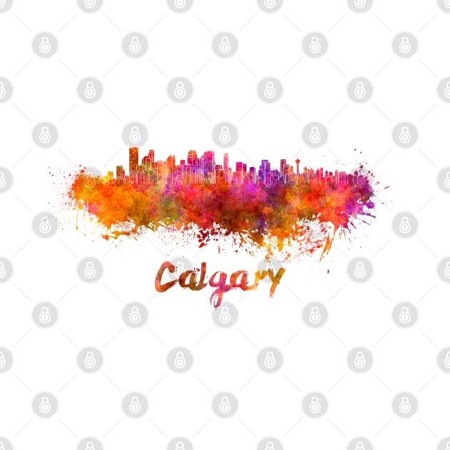 Calgary skyline in watercolor by PaulrommerArt