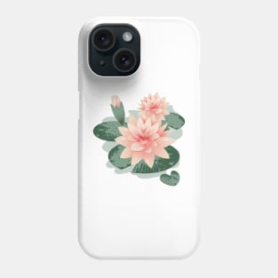 Water lily flowers with bud in water lily pond Phone Case