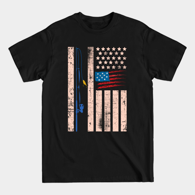 Discover American Flag Fishing Retro Vintage - American Flag Fishing - T-Shirt