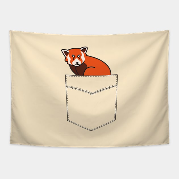 Red panda in pocket Tapestry by Shirt Vibin