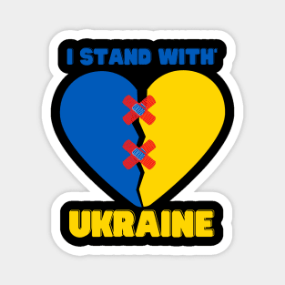 Support I Stand With Ukraine American Flag Ukrainian Flag Magnet