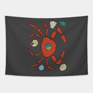 Shell Party Crab On A Beach Art Shirt Minimal Tapestry