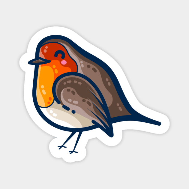 Robin Kawaii Cute Bird Magnet by freeves