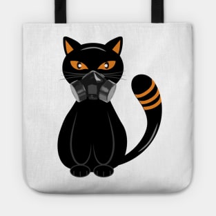 Black cat with funny coronavirus face mask gas mask funny quarantine gift for nurses, mom, dad, friends, husb, wife and any cat lovers duds Tote