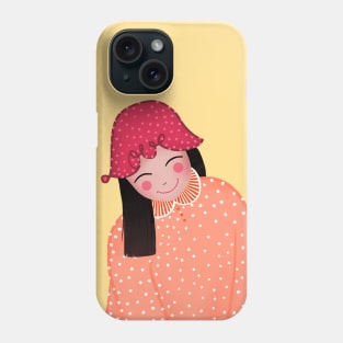 Happy girl with Love hat smiling, version 1 Phone Case