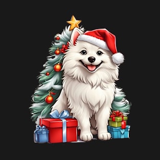 Christmas American Eskimo Dog Santa Hat Xmas Family Sweater T-Shirt