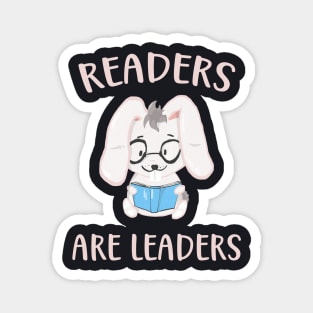 Readers are Leaders cute reading Bunny Magnet