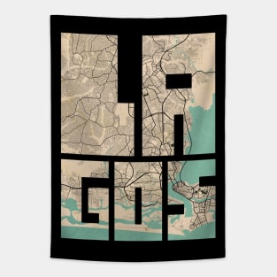 Lagos, Nigeria City Map - Vintage Tapestry