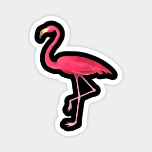 Pink Flamingo Illustration Magnet