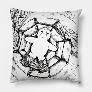 Dizzy Cutie and her Dragon Friends Ink Drawing Pillow