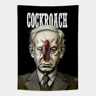 Benjamin Netanyahu: Cockroach on a dark (knocked Out) background Tapestry