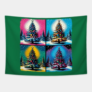 Tinsel Twist: Pop Art's Festive Fir - Christmas Tree Tapestry