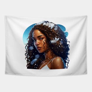 Poli'ahu Hawaiian Goddess of Snow Mauna Kea Illustration Mythology Tapestry