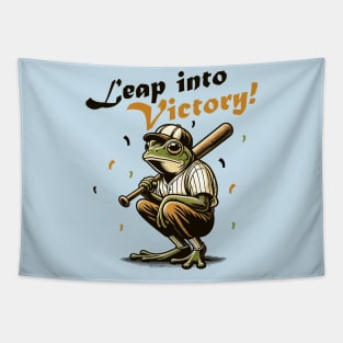 Frog baseball player Tapestry