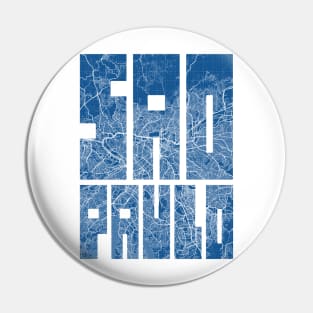 Sao Paulo, Brazil City Map Typography - Blueprint Pin