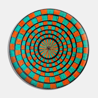 Handmade orange and green mandala pattern art Pin