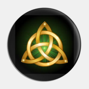 Celtic Trinity Golden Knot on black Background Pin