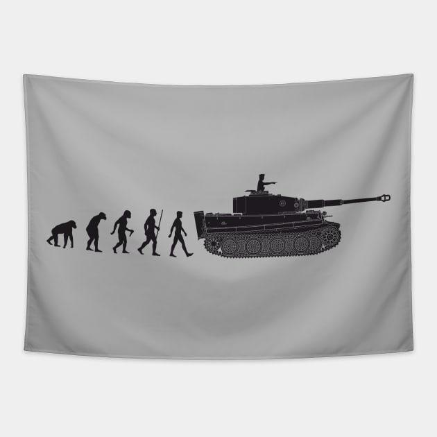 Humorous design on the theme of evolution and tanks Tapestry by FAawRay