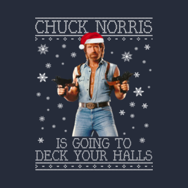 Chuck Norris Deck Your Halls Christmas Knit Christmas TShirt