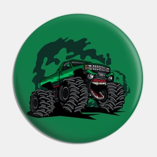 Green monster truck Pin