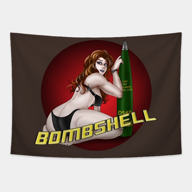 Bombshell Pinup Tapestry by Oswald's Oddities