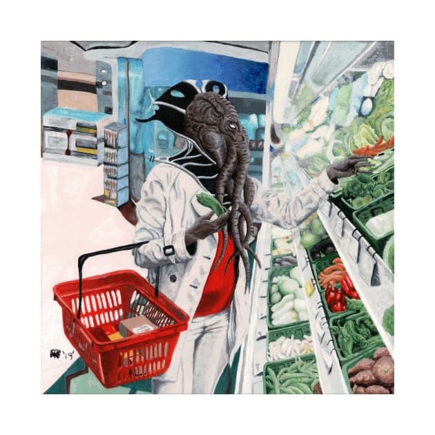 Mind Flayer Grocery Shopping Realistic Art by Helms Art Creations