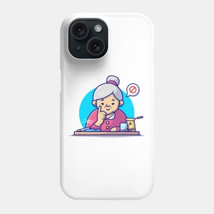 Cute Grandma Forbid Smoking Cartoon Vector Icon Illustration Phone Case