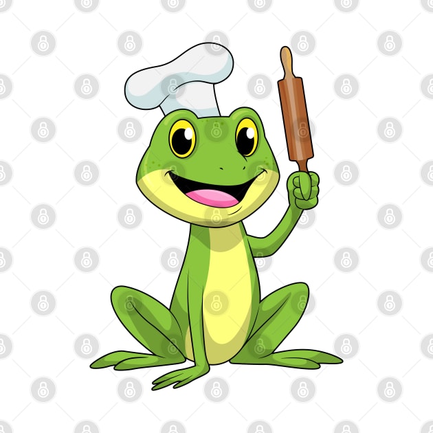 Frog as Baker with Rolling pin & Cooking hat by Markus Schnabel