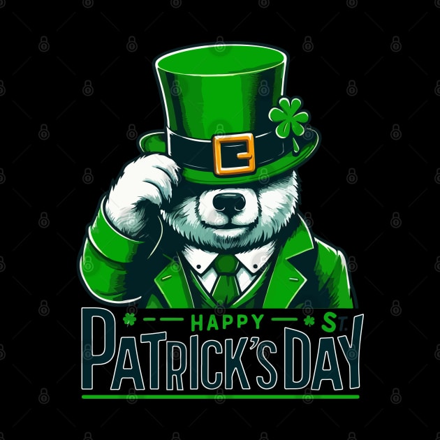 Happy st patricks day funny green bear by TomFrontierArt