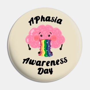 Aphasia Day of Awareness Cute Rainbow Brain Pin