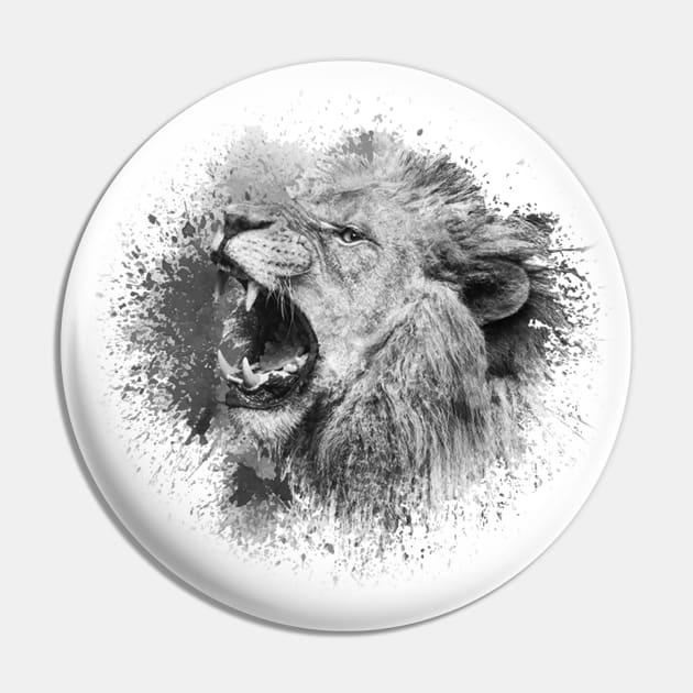 Angry Lion Head Pin by anbartshirts