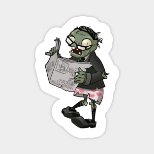 Zombie Grandpa Reading Newspaper Magnet