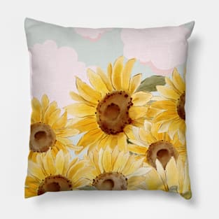 Sunflower field on sunny day Pillow