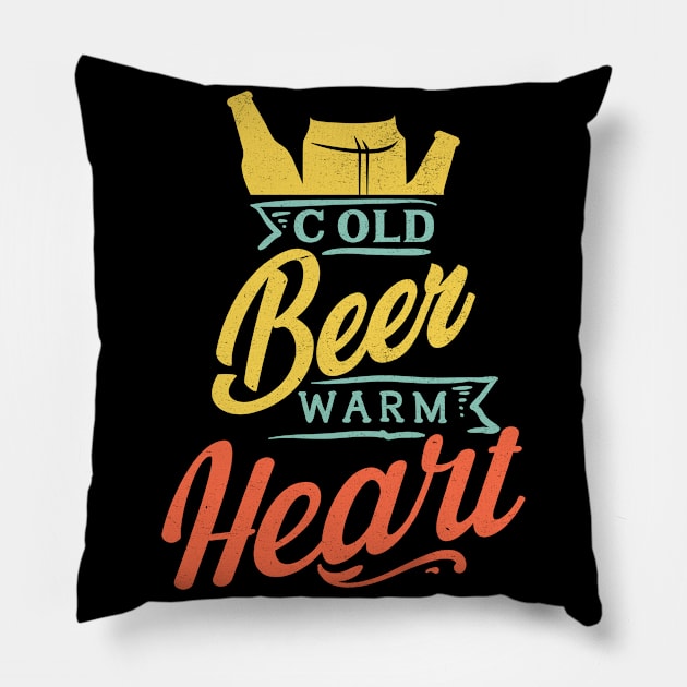 Cold Beer Warm Heart Pillow by MZeeDesigns