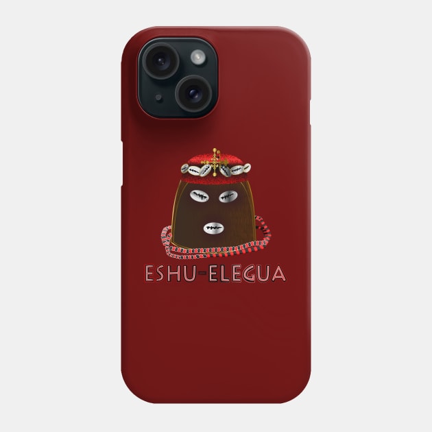 Cowry Crowned Obi Orisha Eshu Elegua with Necklace Phone Case by geodesyn