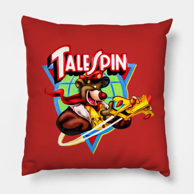 Talespin, Baloo Logo Plane Pillow by RainbowRetro