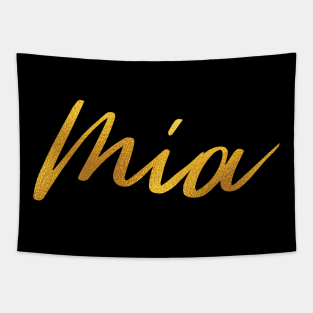 Mia Name Hand Lettering in Faux Gold Letters Tapestry