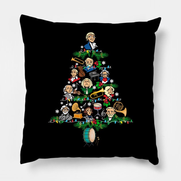 Classical Music Composers Christmas Tree Pillow by KsuAnn