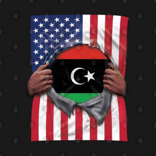 Libya Flag American Flag Ripped - Gift for Libyan From Libya by Country Flags