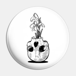 Snowdrops and a skull Pin